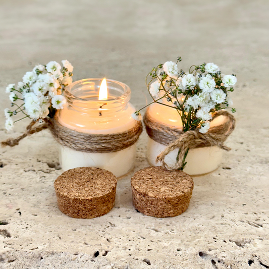 Glass Jar with Wooden Lid and Soy Wax Candle