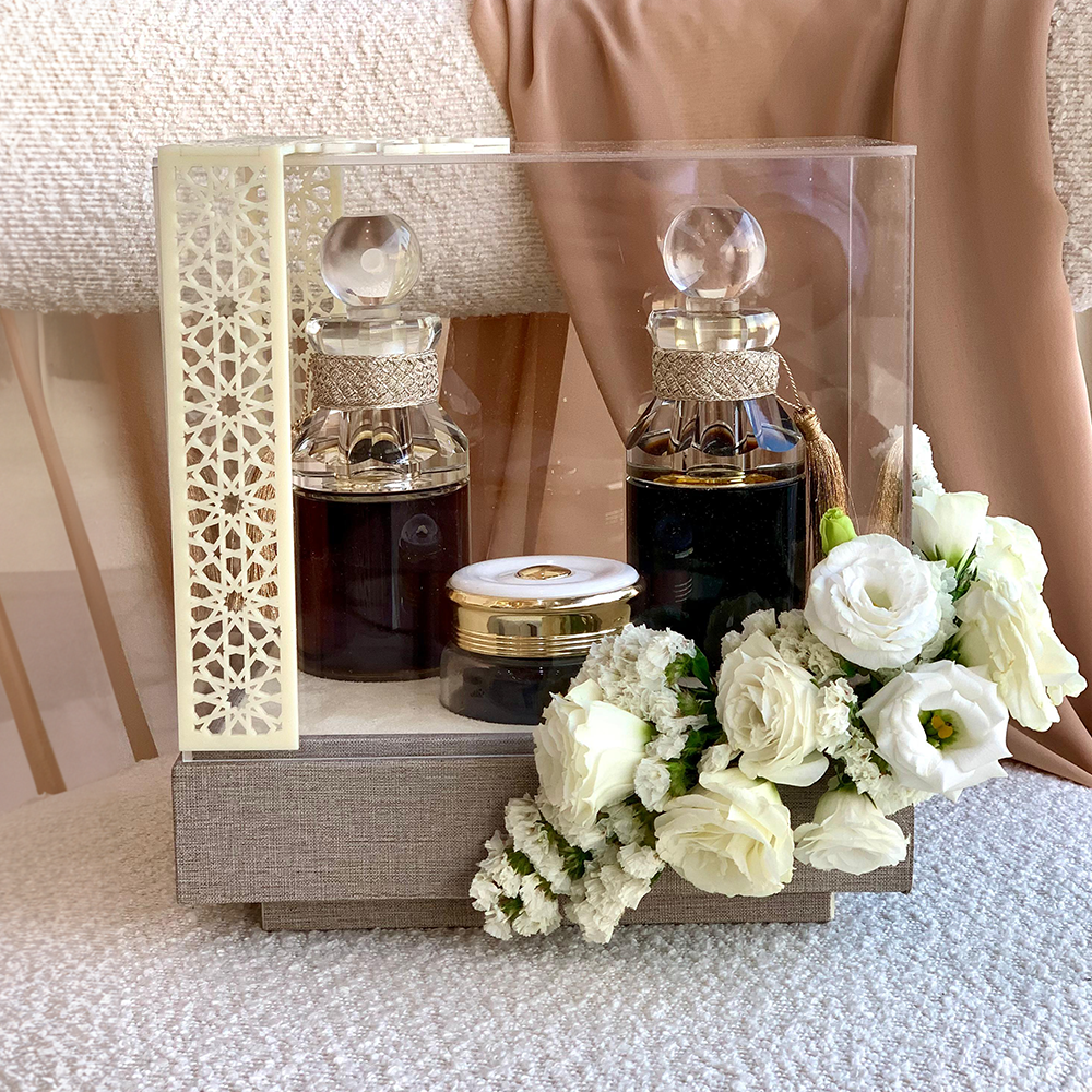 Oil and Incense Box in Leather and Acrylic