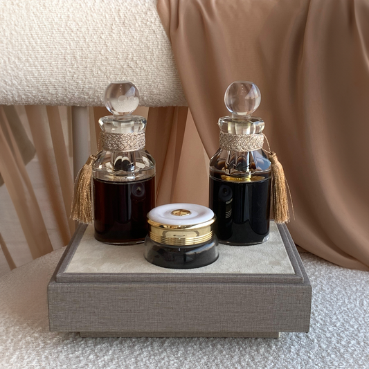 Oil and Incense Box in Leather and Acrylic