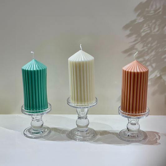 Bold-striped pillar candles