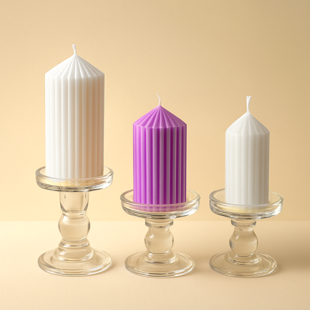 Bold-striped pillar candles