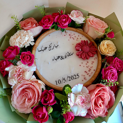 Flower Bouquet with Natural Candle plate