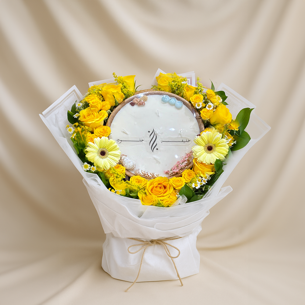 Flower Bouquet with Natural Candle plate