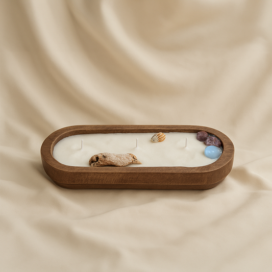 Boot-shaped scented wooden candle