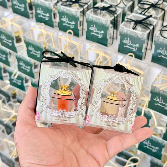 Acrylic giveaway box with custom logo, including a crystal inside.