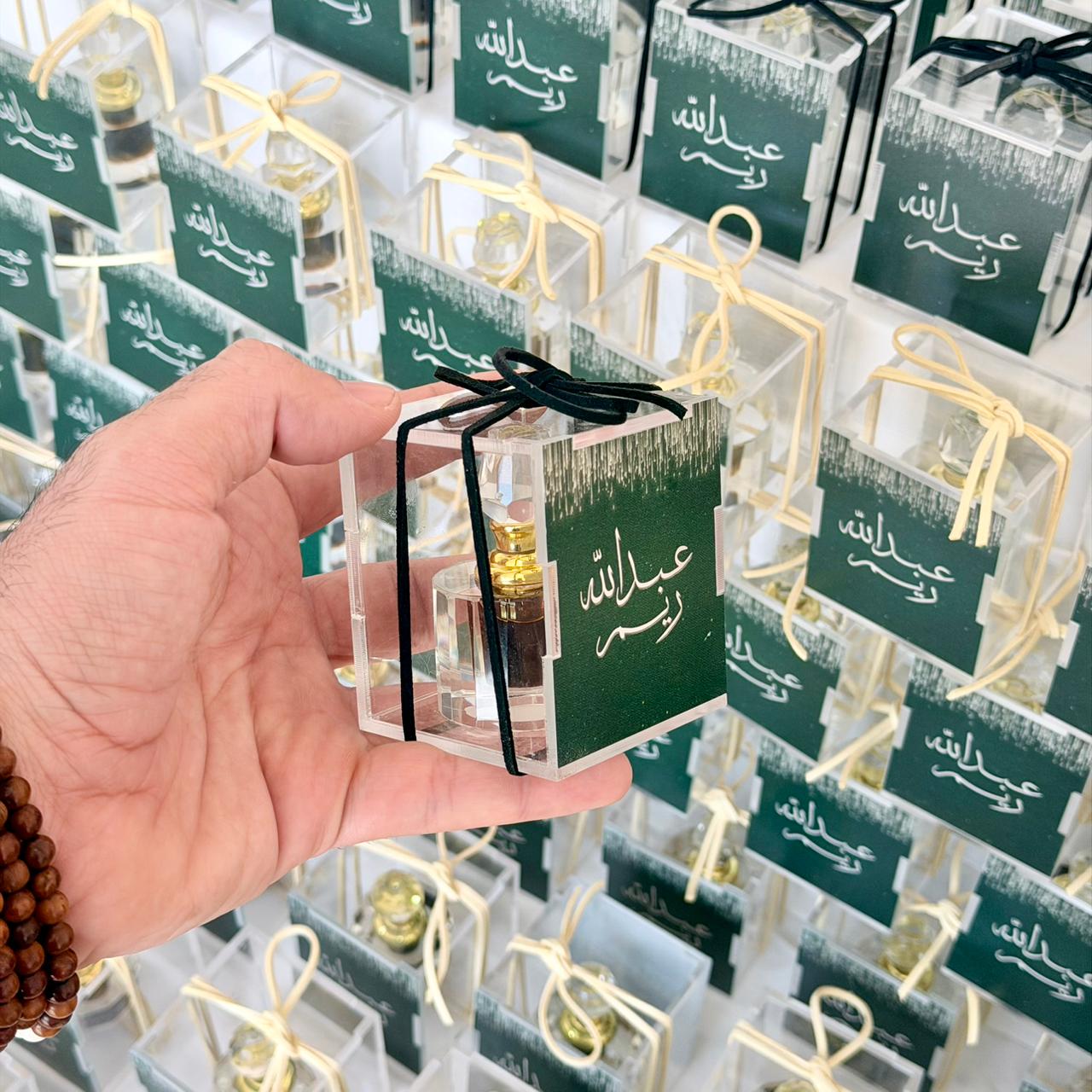 Acrylic giveaway box with custom logo, including a crystal inside.