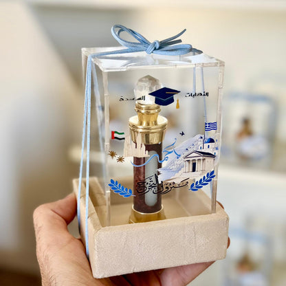 Velvet and acrylic box with custom logo and design