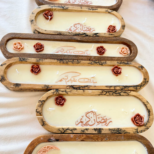 Boot-shaped scented wooden candle