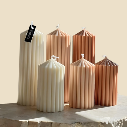 Bold-striped pillar candles