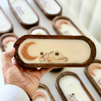 Boot-shaped scented wooden candle