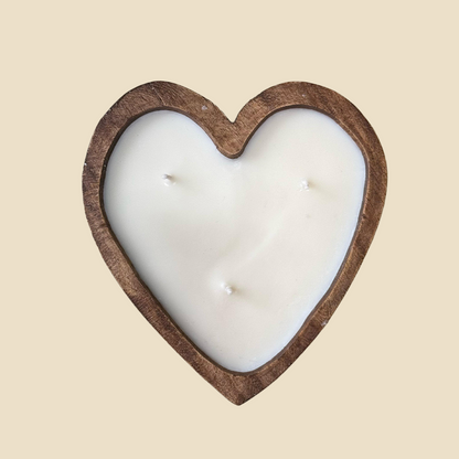 Heart-shaped scented wooden candle